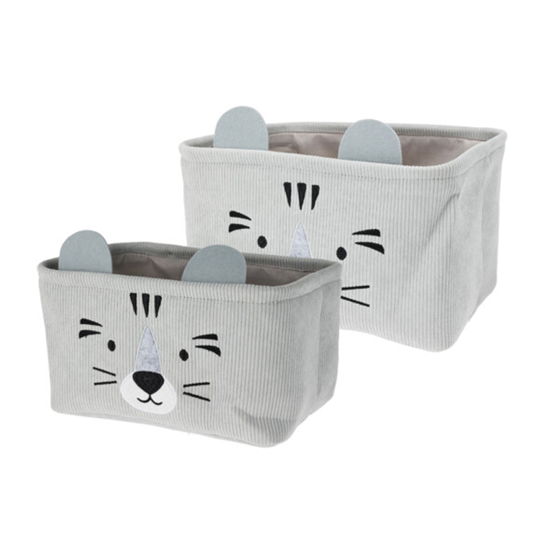 Cesto Tigre Gris Rectangular Set 2 Piezas
