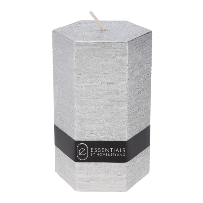 Vela Hexagonal Plata 7x10cm  