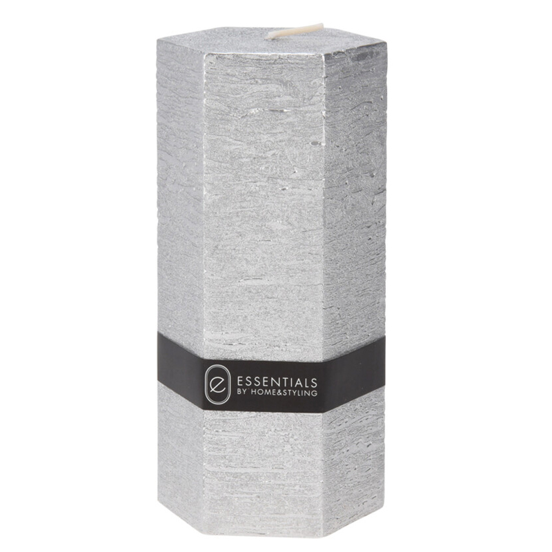 Vela Hexagonal Plata 7x14cm  