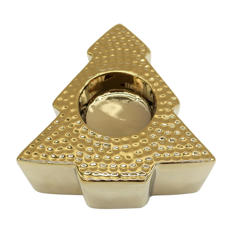 Portavela de Cerámica Diseño Estrella Oro