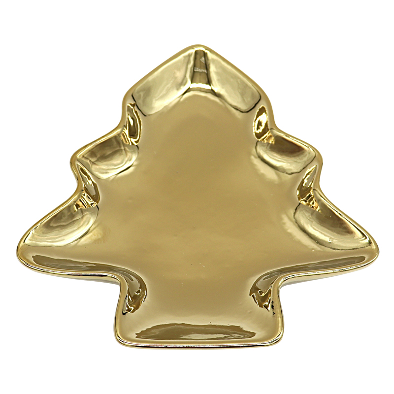 Bandeja de Cerámica  Diseño de Árbol 20x23cm Oro