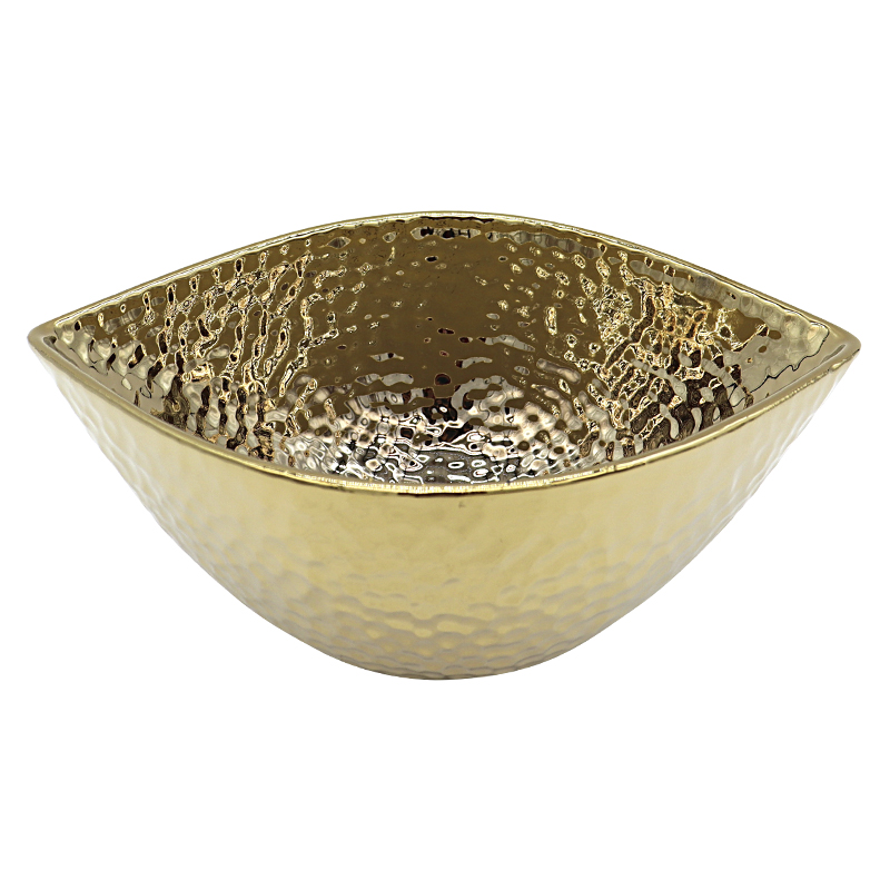 Bandeja de Cerámica con Diseño de Hoja 14x20cm Oro