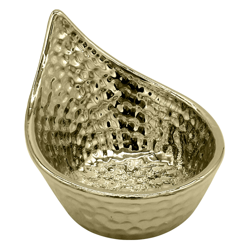 Bandeja de Cerámica con Diseño de Hoja 11x13cm Oro
