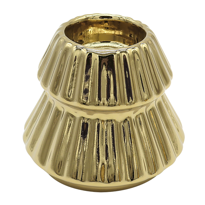 Portavela Cerámica Árbol Navidad 8.5cm Oro