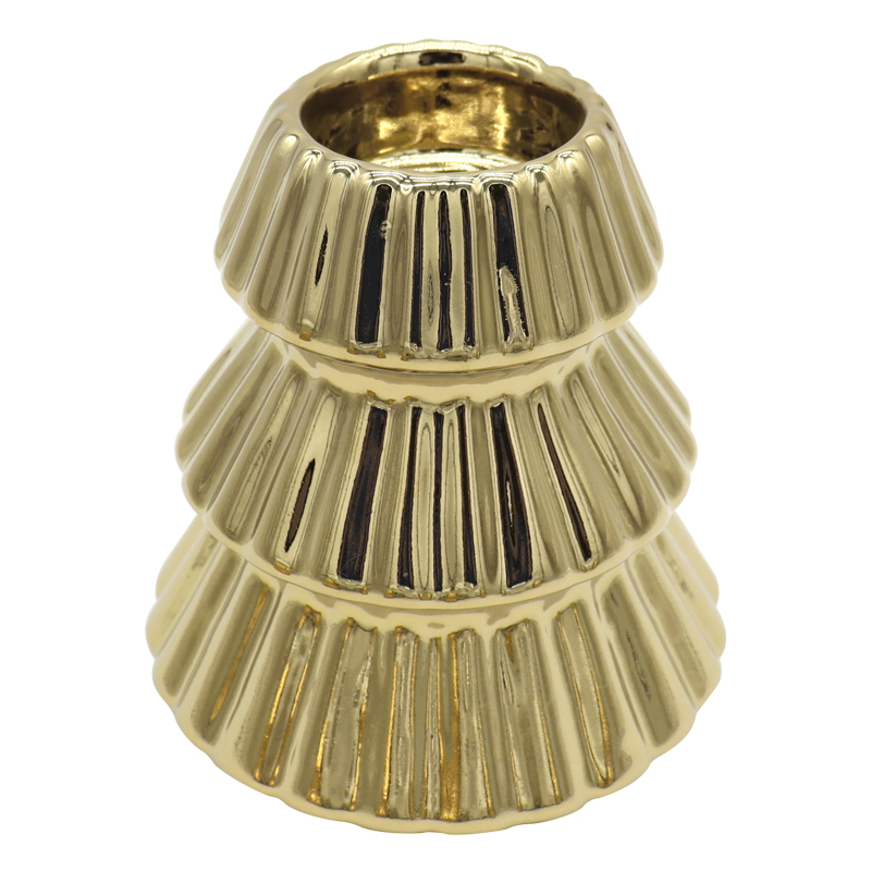 Portavela Cerámica Árbol Navidad 12cm Oro