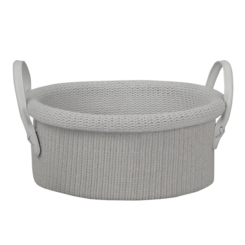 Cesto Tejido de Cuero Blanco 28X13X28cm