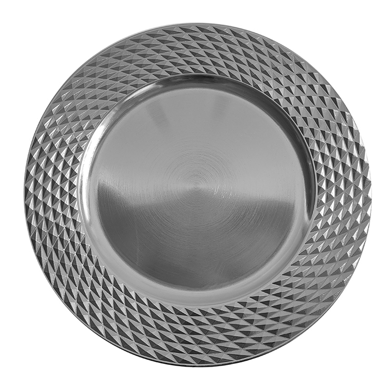 Porta Plato 33x33cm Plata Diamond