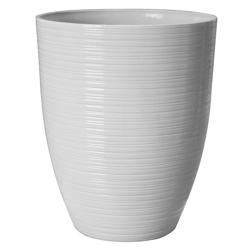 Porta Macetero Rayas Horizontal Blanco 42x35cm