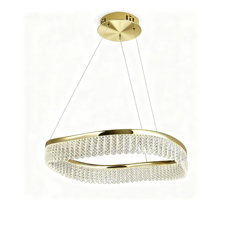 Lámpara Colgante LED Clef Oro/Cristal 80cm
