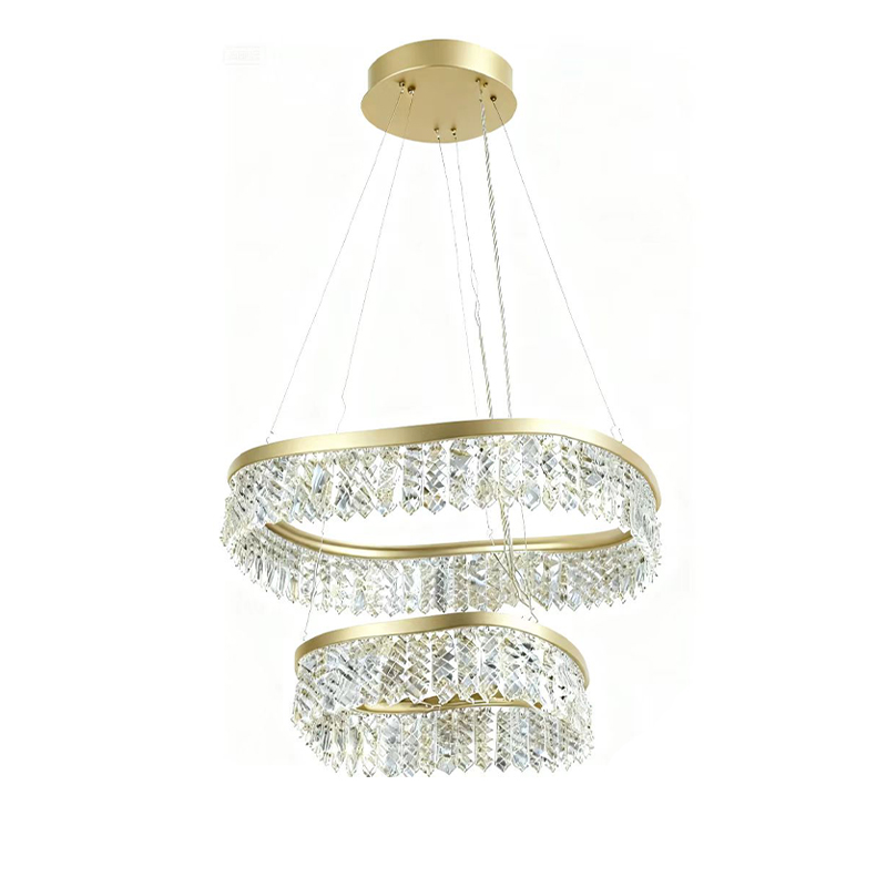 Lámpara Colgante LED Clef Oro/Cristal 60+40cm