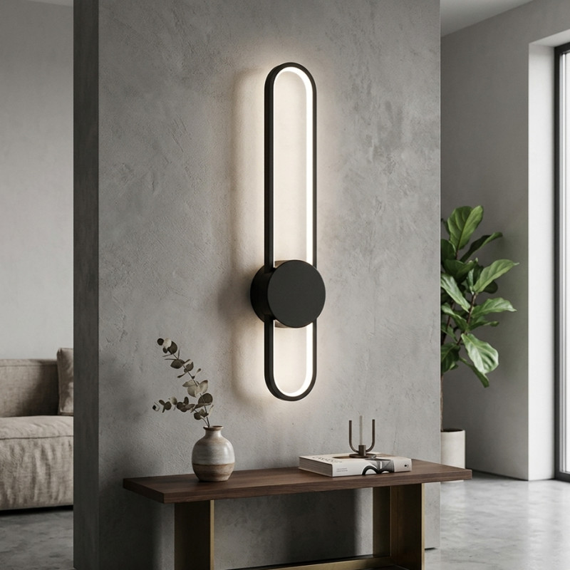Aplique LED Emma Negro 12x5x60cm
