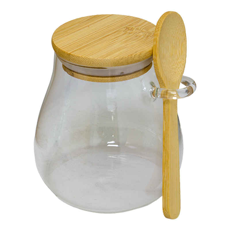Repostero de Vidrio Hermético con Cuchara Bambú 600ml