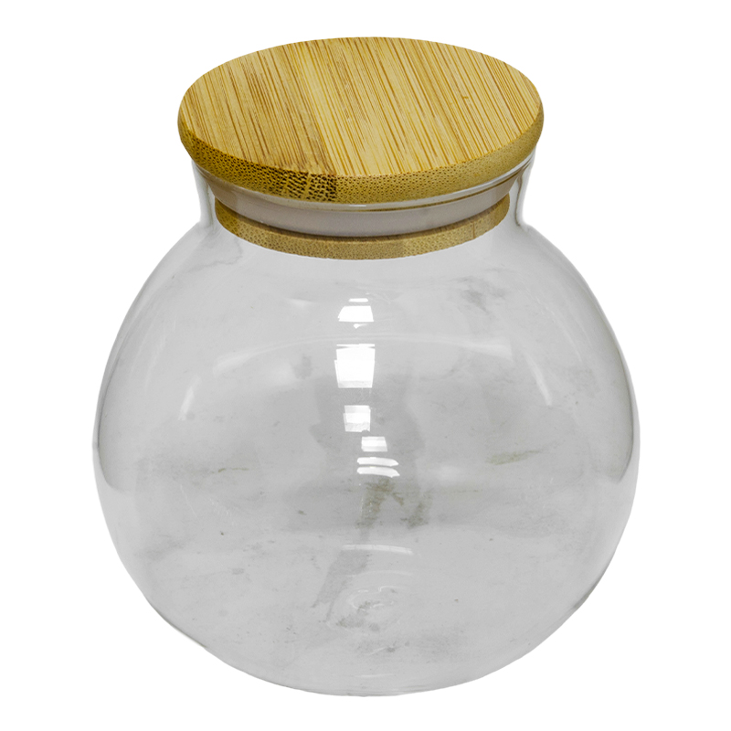 Repostero de Vidrio Hermético Bulb Bambú 500ml