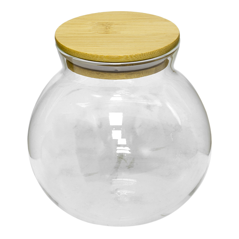 Repostero de Vidrio Hermético Bulb Bambú 1000ml