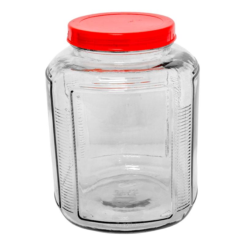 Frasco de Vidrio con Tapa Plástica Roja 4.5 Litros