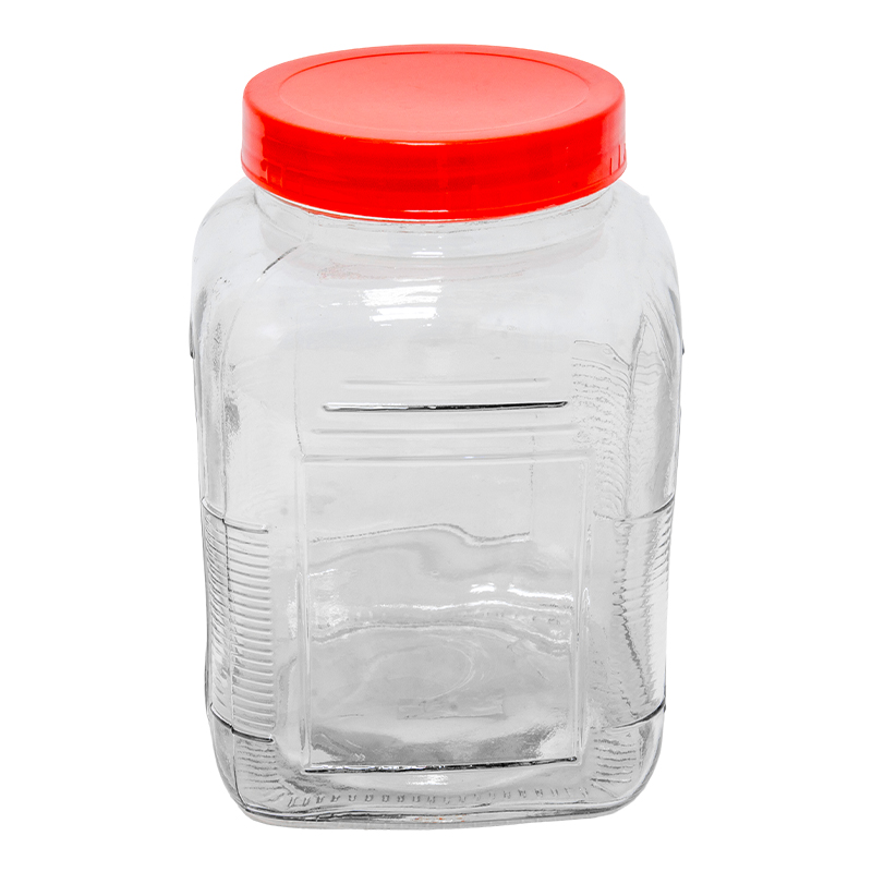 Frasco de Vidrio con Tapa Plástica Roja 2 Litros