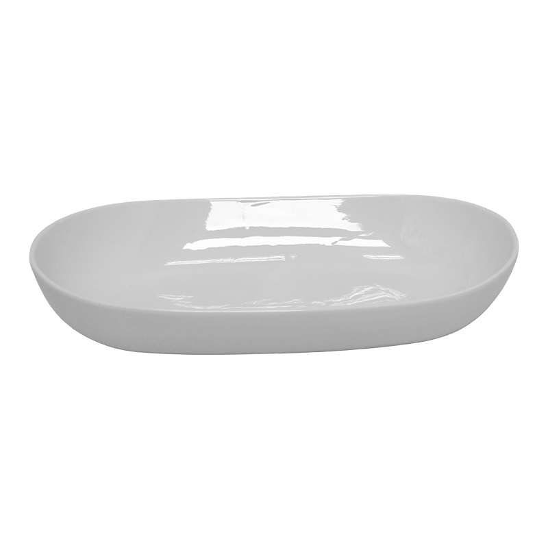 Bandeja Tank Oval Cerámica Blanca 23x39x7cm