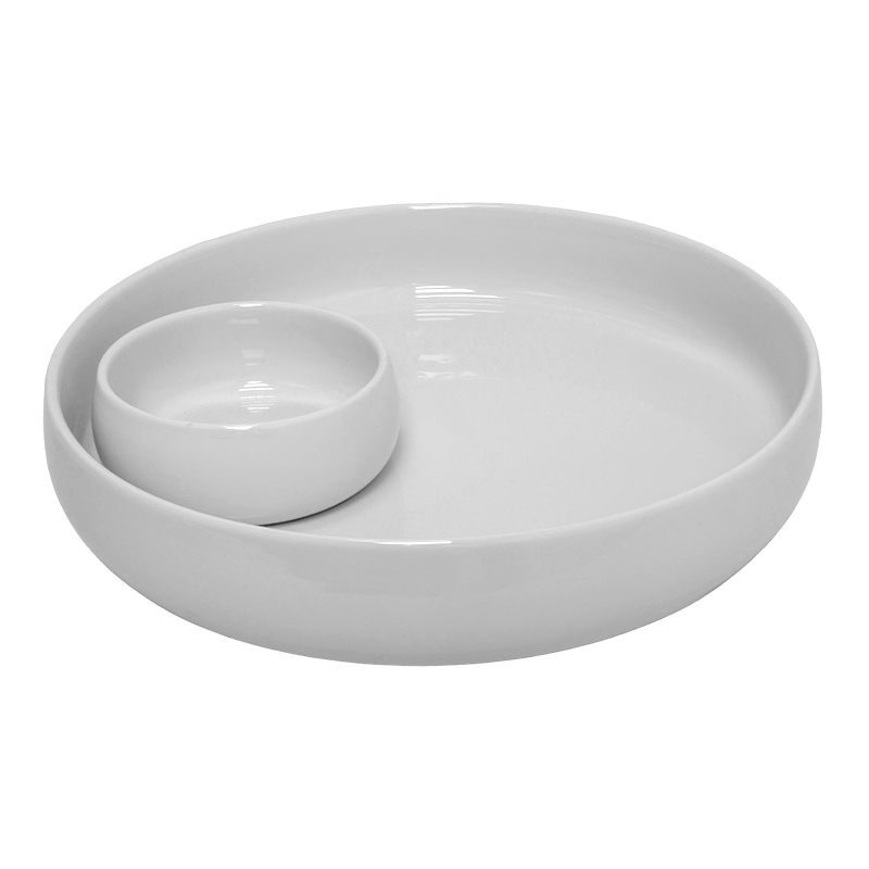 Bandeja Doble de Cerámica Blanca 31x5cm