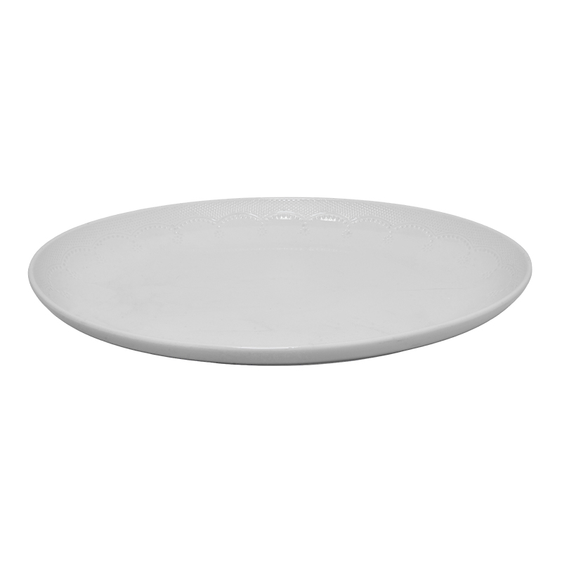 Bandeja Flower Oval de Cerámica Blanca 26x36x4cm