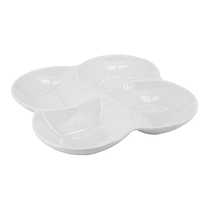 Bandeja de Cerámica con Divisiones Blanca 20x20x3cm