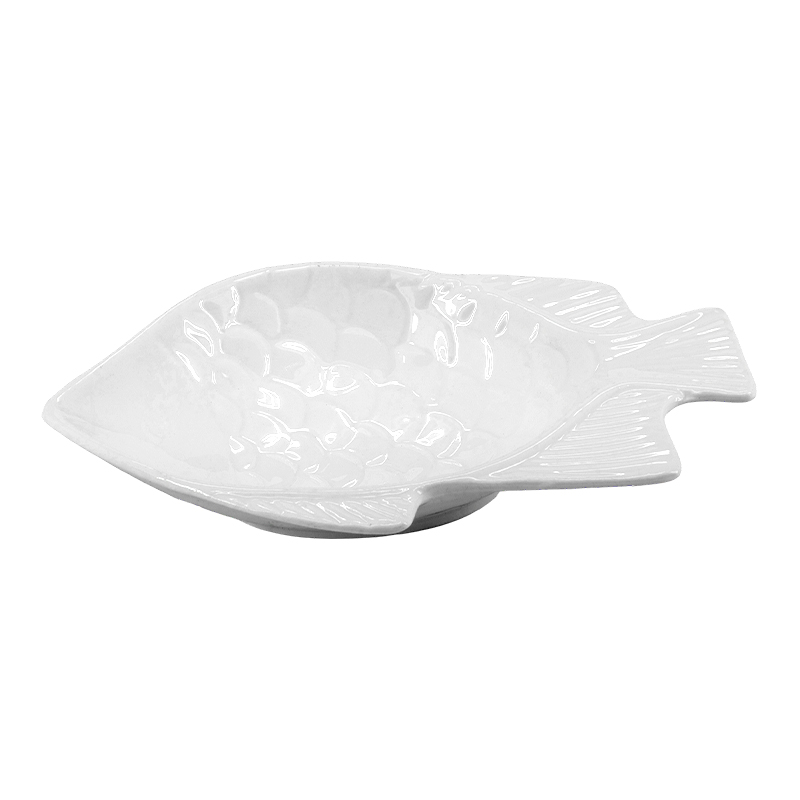 Bandeja Pez de Cerámica Blanca 9x14x3cm