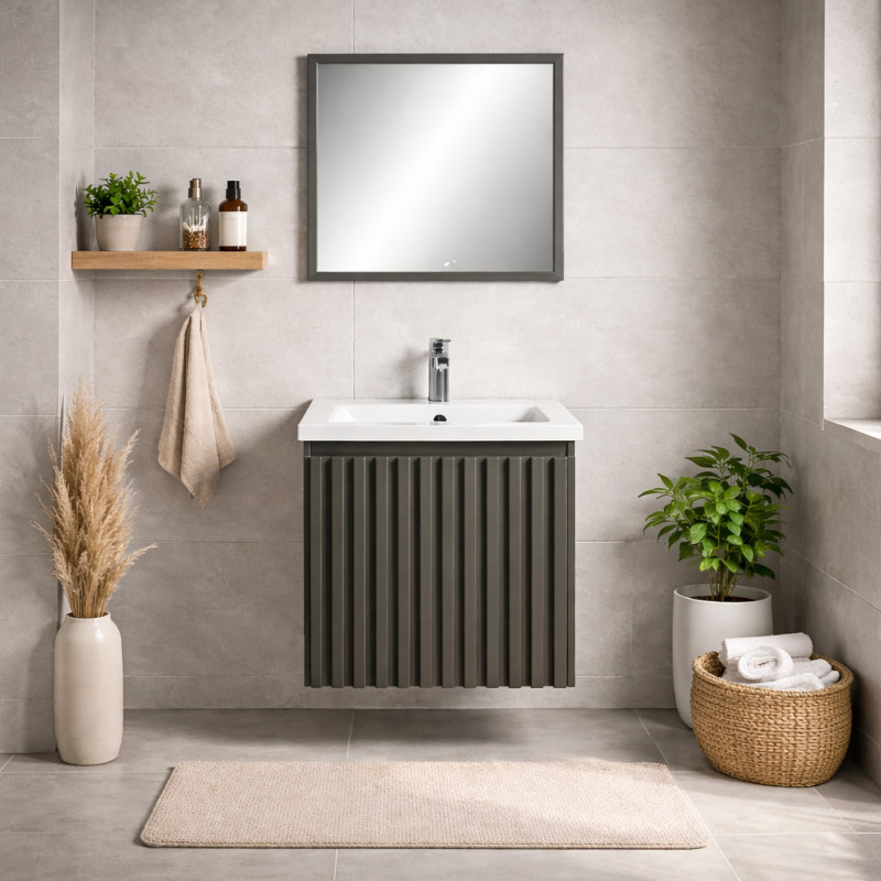 Mueble de Baño 60cm con Espejo Cobos Gris