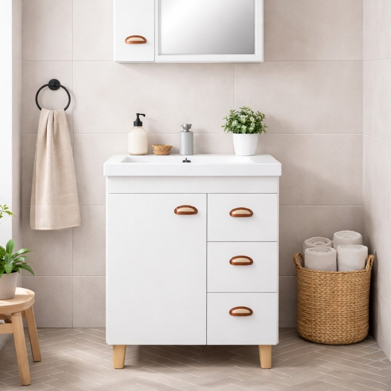 Mueble de Baño 60cm con Espejo Raya Blanco