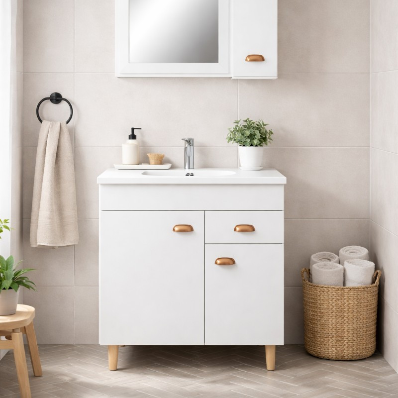 Mueble de Baño Portofino 80cm 3 Puertas Blanco
