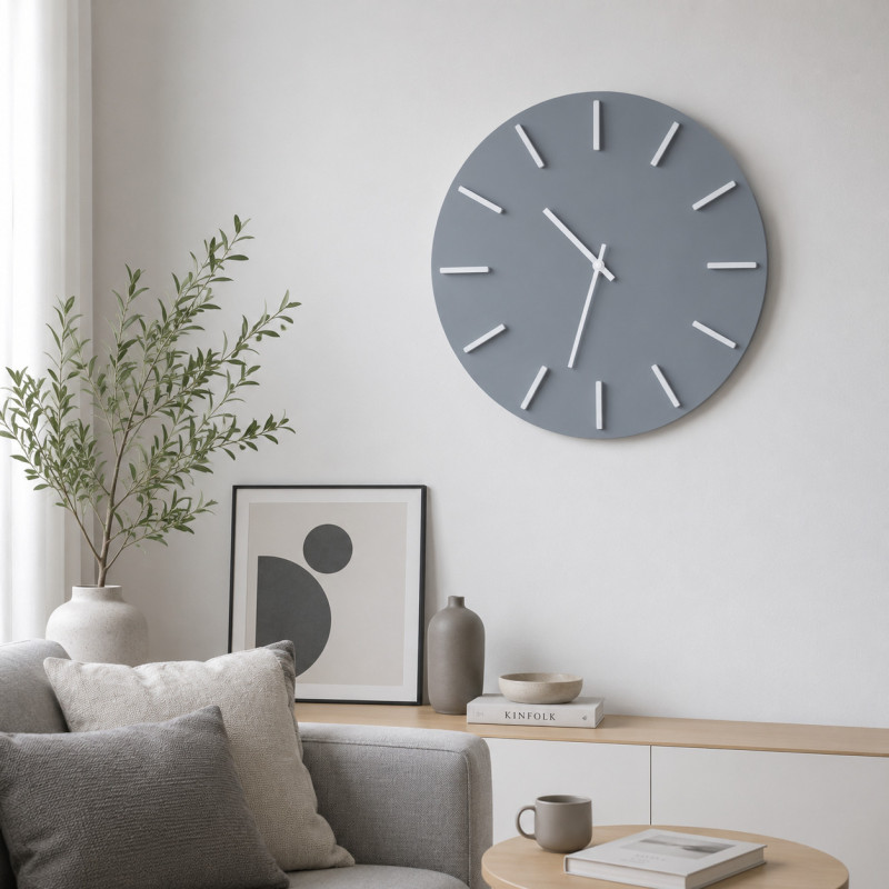 Reloj de Pared 39cm Gris Blanco