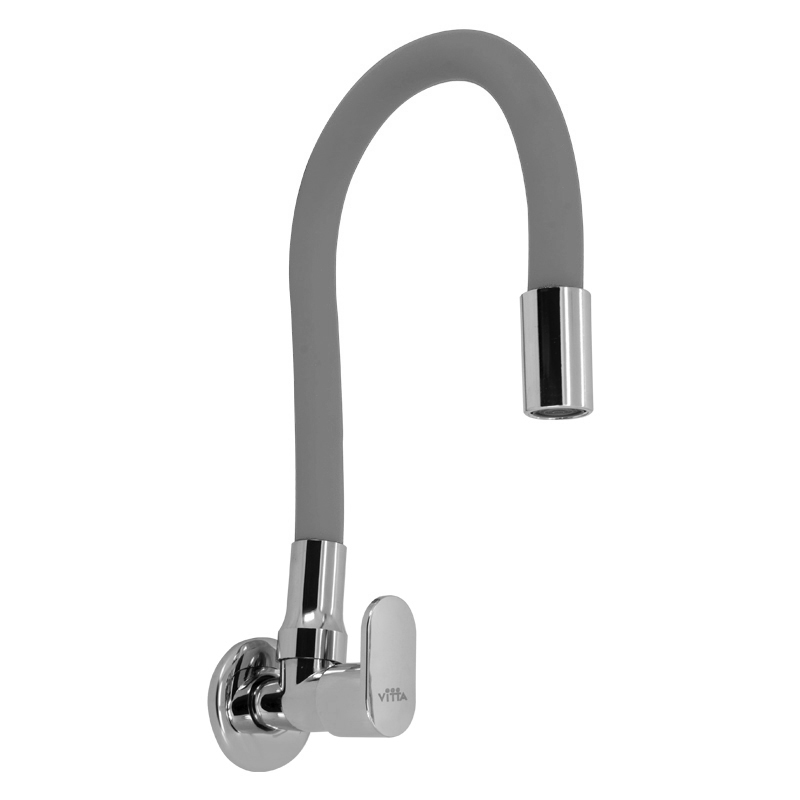 Grifería Pico Flex de Pared para Cocina Gris Cromo Vitta