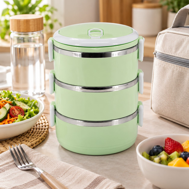 Vianda Triple para Comida Acero 2.1L Verde