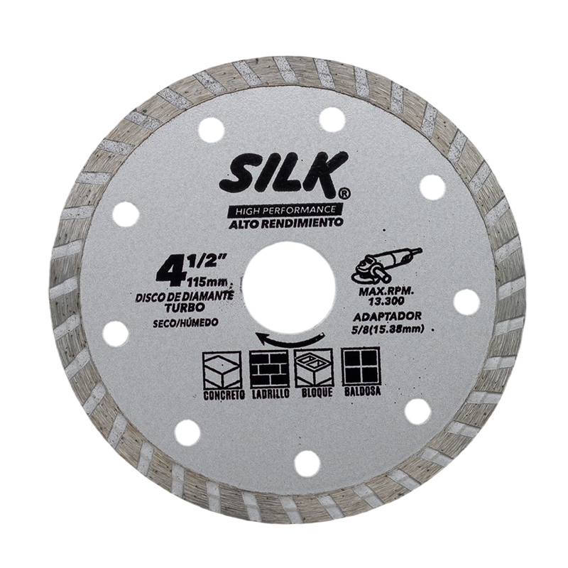 Disco Diamante Turbo Seco y Húmedo 4.5x1/16x7/8" Silk