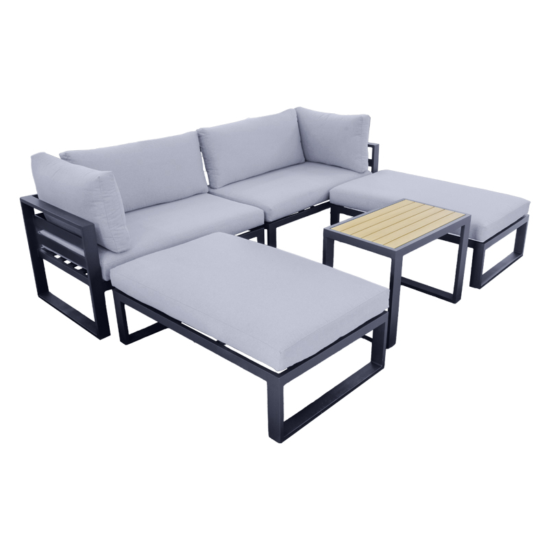 Mueble de Patío Lounge Samir Negro 5 Piezas