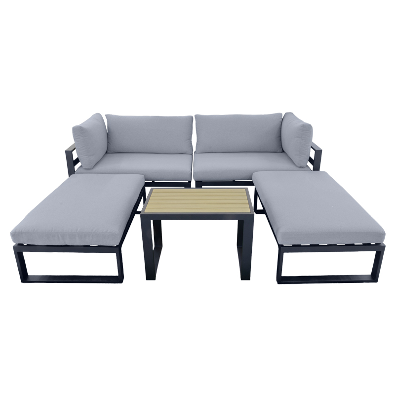 Mueble de Patío Lounge Samir Negro 5 Piezas