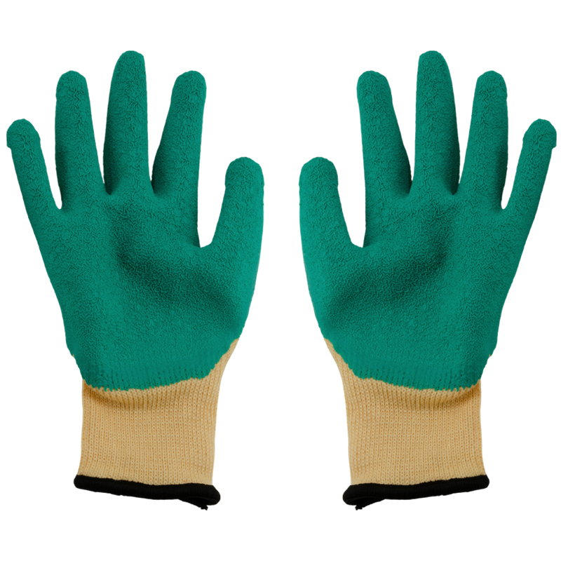 Guante de Lana y Látex para Vidrio 10" Amarillo con Verde