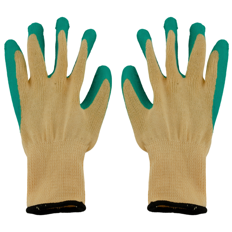 Guante de Lana y Látex para Vidrio 10" Amarillo con Verde