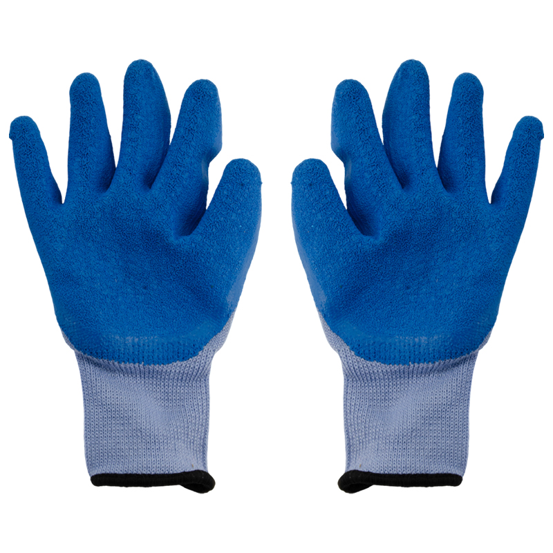 Guante de Lana y Látex para Vidrio 12" Celeste con Azul