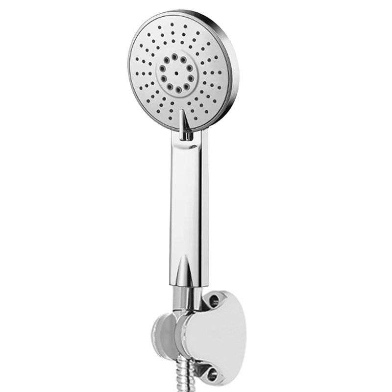 Ducha Teléfono Redonda Cromada con Soporte y Manguera 