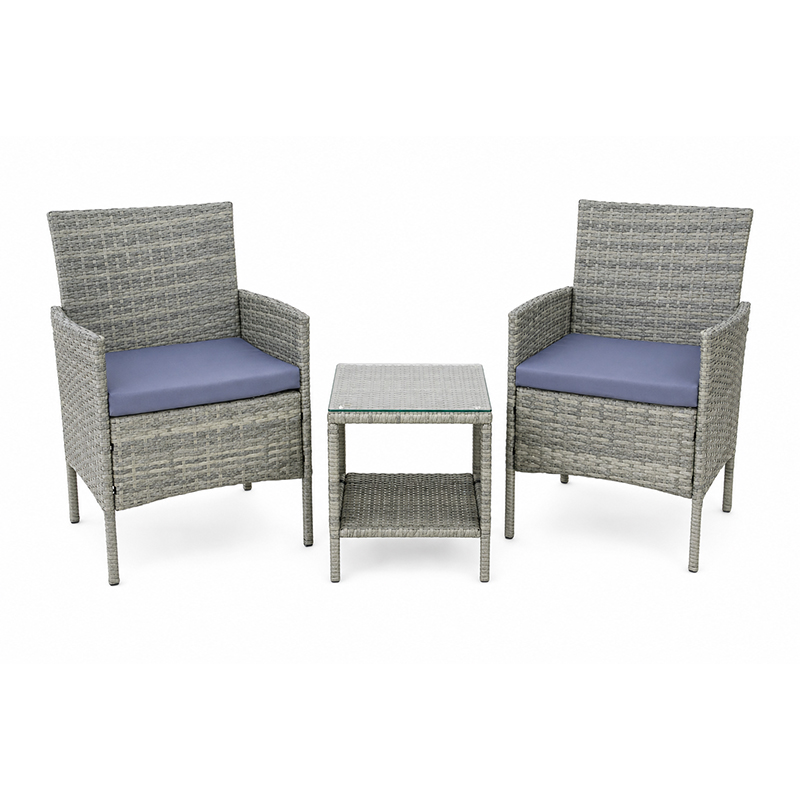 Mueble de Patio Gris 3 Piezas