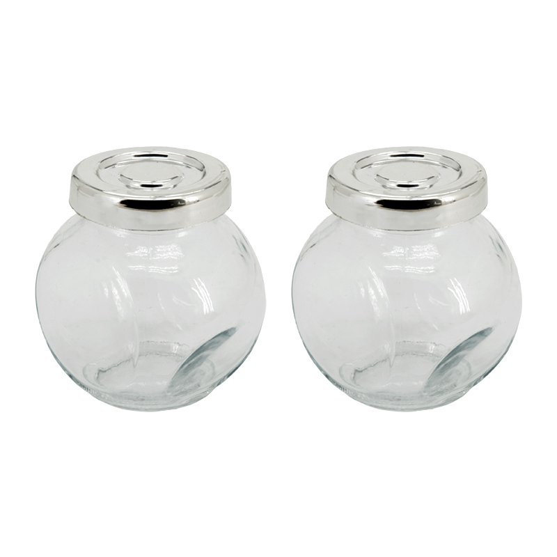 Frasco de Vidrio con Tapa Cromo 2 Piezas