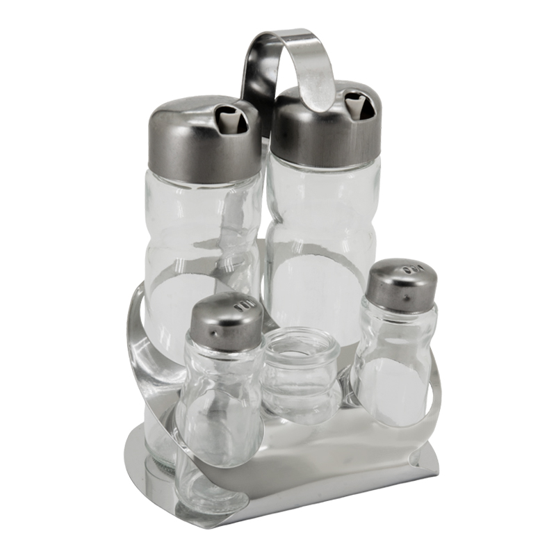 Alcuza con Aceitero Salero Palillo 5 Frascos