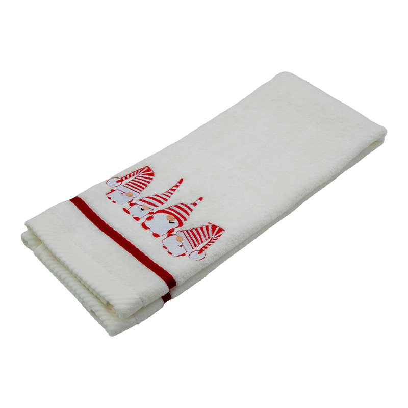 Toalla de Tocador Gnomos Blanca Linea Roja 