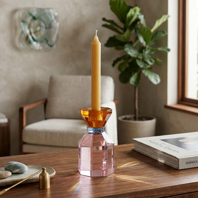 Portavela de Cristal Sweden Orange 12cm