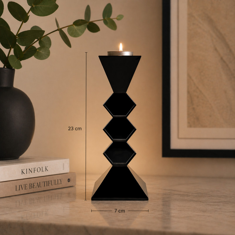 Portavela de Cristal Cruzze Black 23cm
