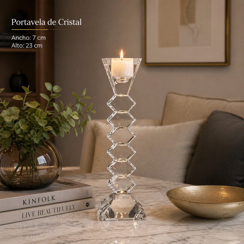 Portavela de Cristal Cruzze Clear 23cm