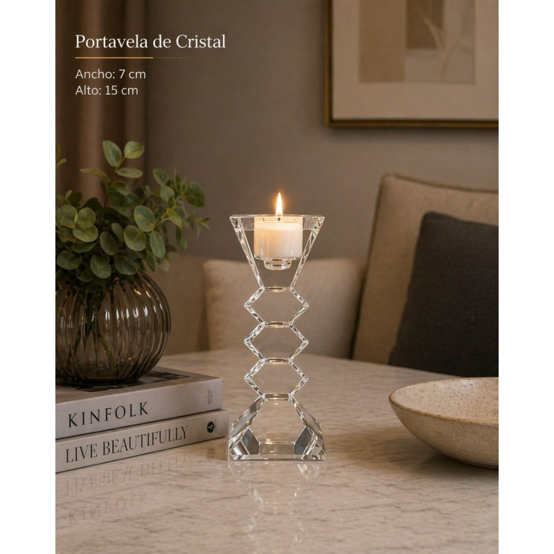 Portavela de Cristal Cruzze Clear 15cm