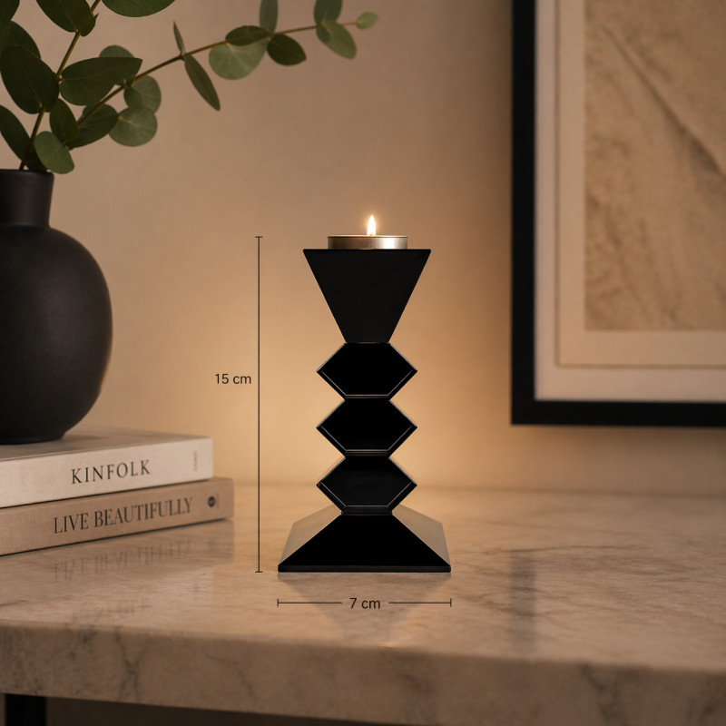 Portavela de Cristal Cruzze Black 15cm