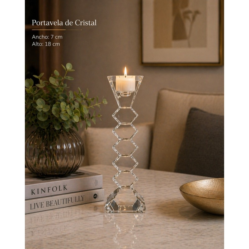 Portavela de Cristal Cruzze Clear 18cm