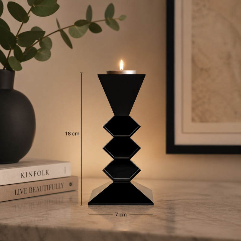 Portavela de Cristal Cruzze Black 18cm