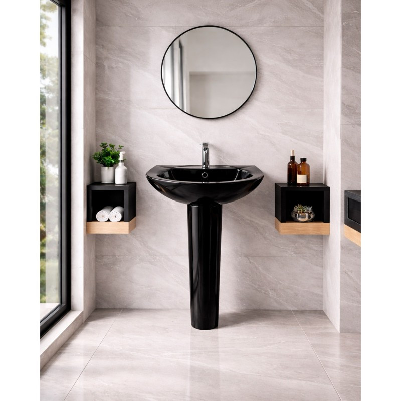 Lavamanos Anden Negro con Pedestal 52x44x83cm Vitta